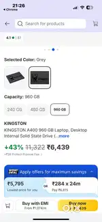 1-TB SSD with 87% Health