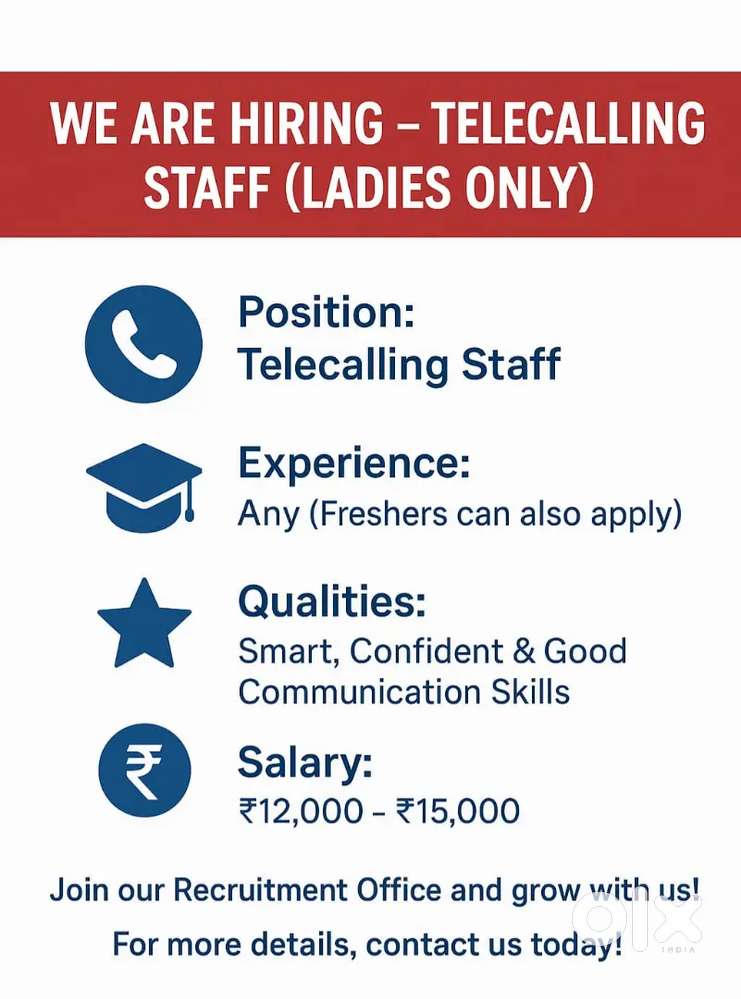 Job Vacancy – TELECALLER STAFF (Ladies Only)
