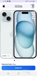 Apple i phone 15.white color.90 health.seld ph