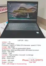 Dell Laptop Intel(r) i5 7th gen speed 2.71GHz
