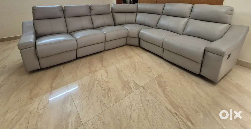 L Shaped 6 seater Recliner Leather Sofa