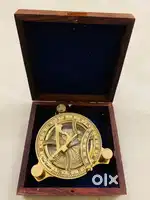 Antique Brass Sundail compass with box