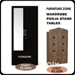 Wooden Wardrobe, Cupboard, Pooja Stands, Office Furniture available