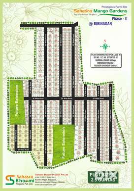 FARM Land Gated Community Open Plots For Sale @ Bibinagr- Bhongir