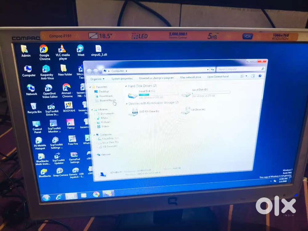 Windows 7 pc at just ₹5000  all accessories available 270gb storage