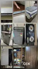 AC, FRIDGE, washing machine, bed, wardrobe, stove, filter