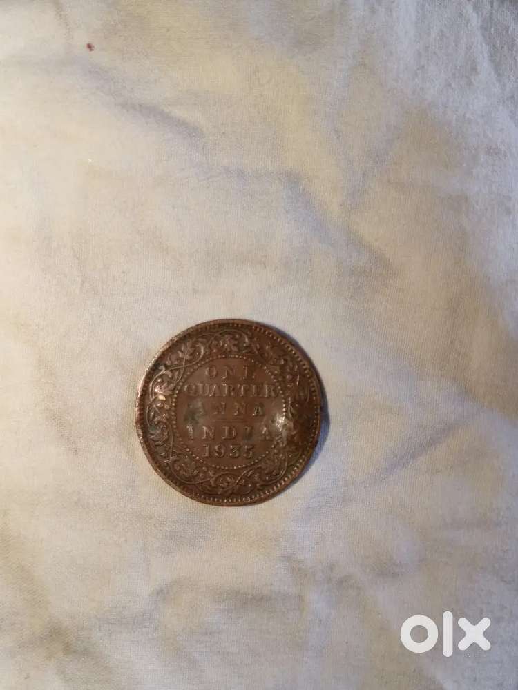 Old vintage rear coin.1 quater aana india 1935.george v king emperor..