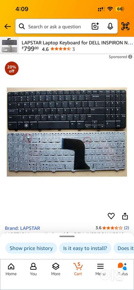 LAPSTAR Laptop Keyboard for DELL INSPIRON N5050