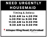 Need Female HouseMaid/Cook/Babycare/House Maid