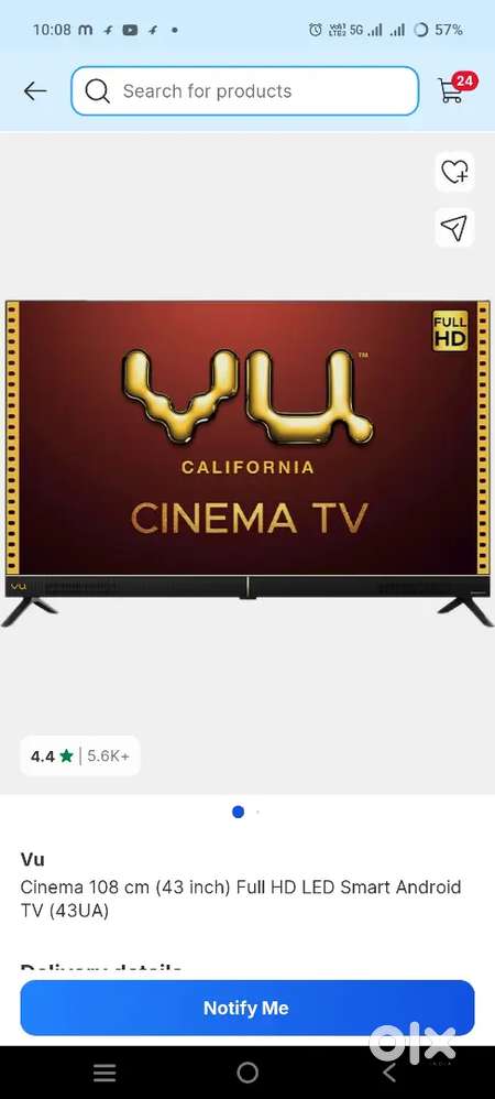 Vu cenima tv 43inch