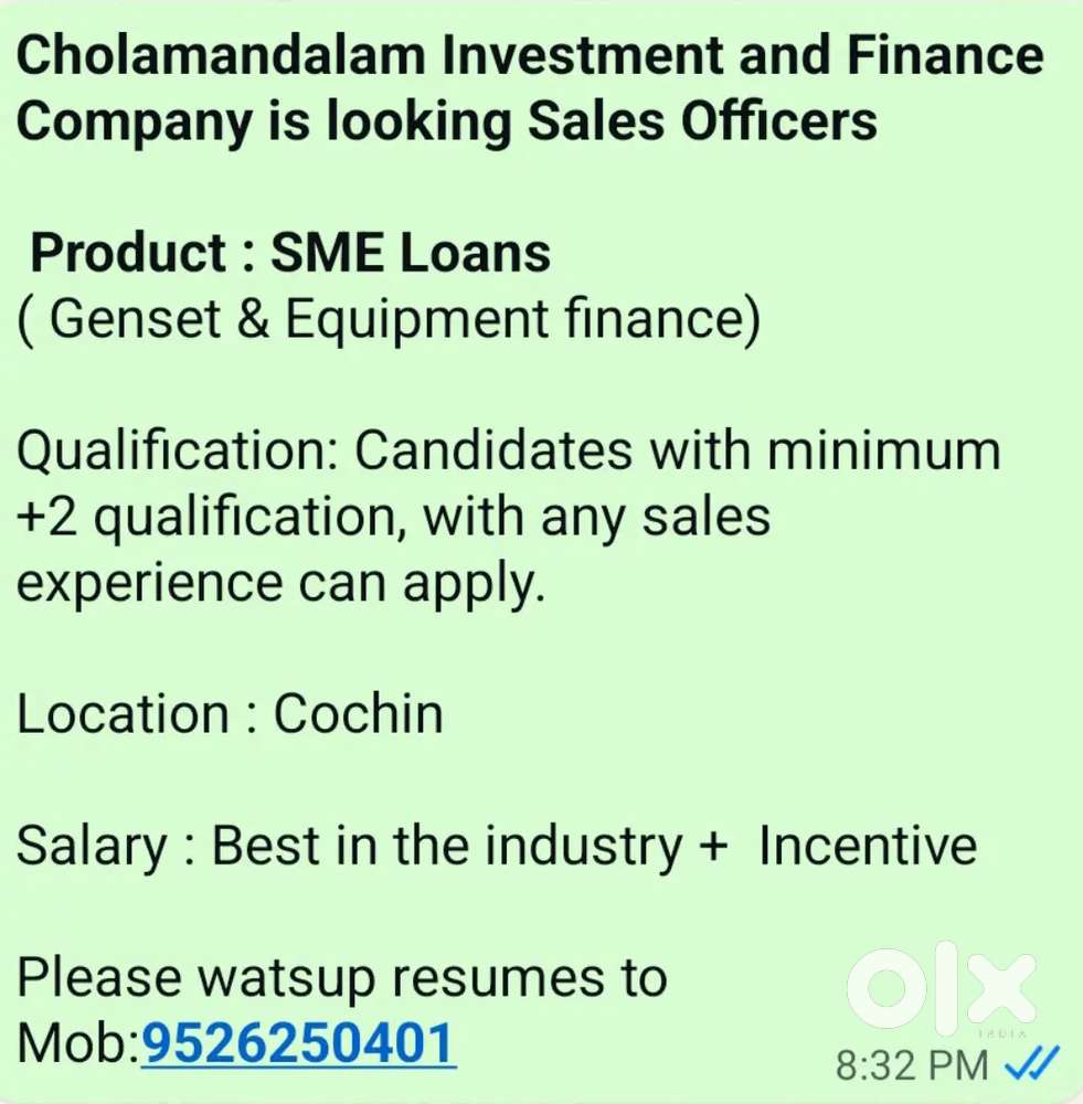 Sales Officer Genset Finance
