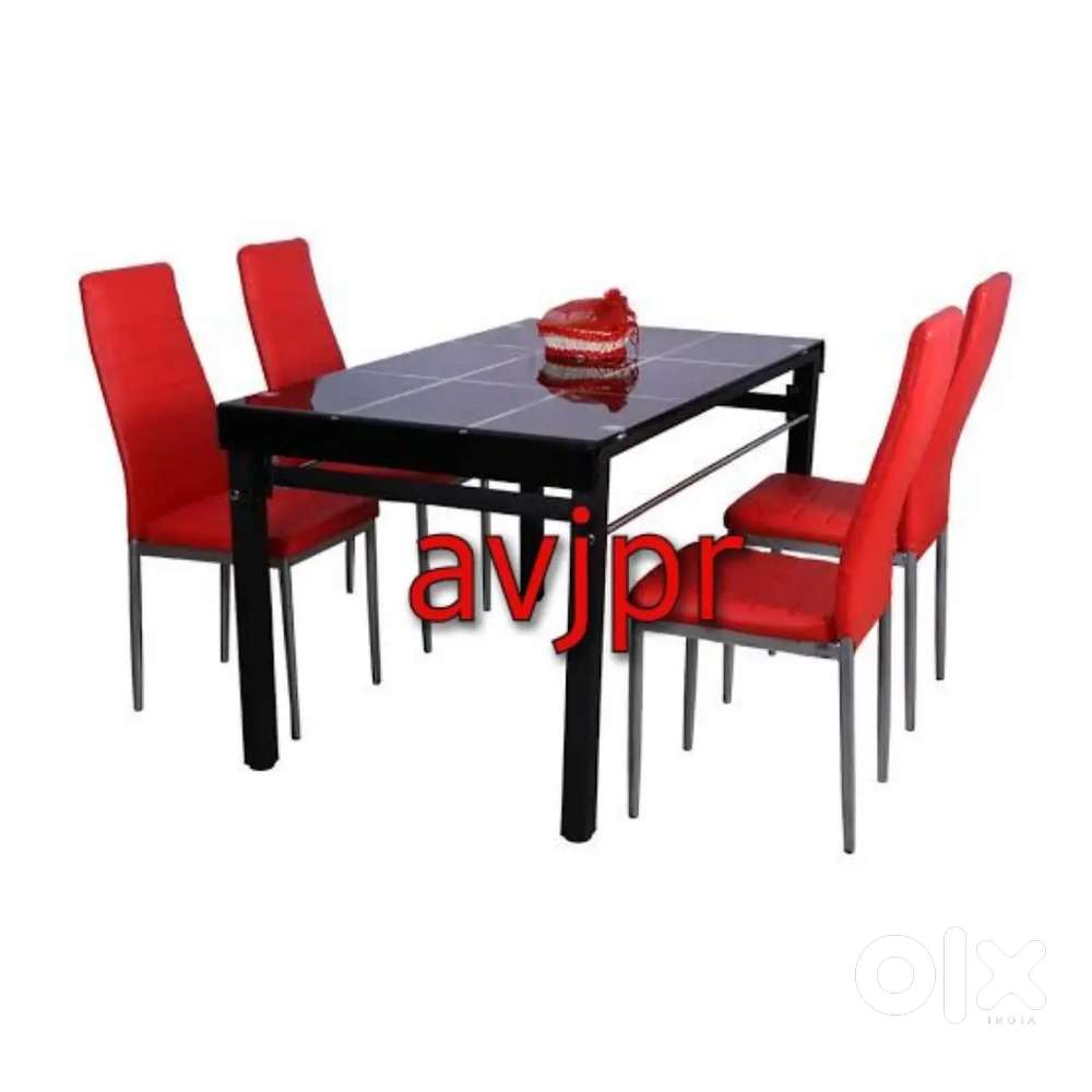 New glass top table with four chair dining table Cafe furniture