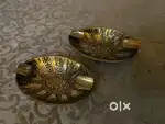 Antique pure brass solid heavy embossed ashtreys