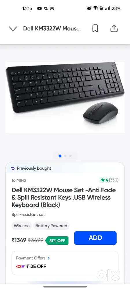 Wireless keyboard and mouse Dell km3322w - Brand new