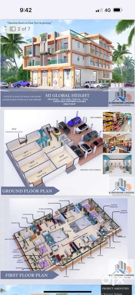 M I Global height building only One flat available for sell 2bhk