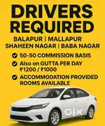 Drivers required for Ola Uber Rapido Rooms available