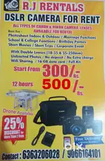 DSLR RJ CAMERA RENTAL MYSORE