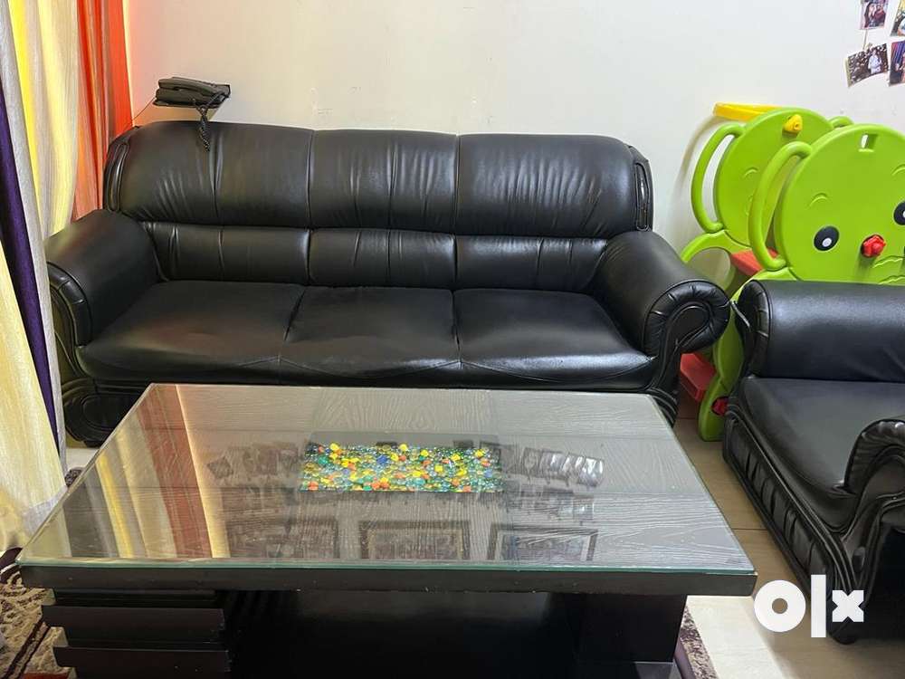 Leather Sofa with center table
