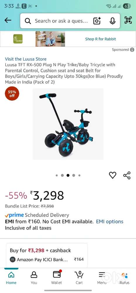 Luusa TFT RX-500 Plug N Play Trike/Baby Tricycle with Parental Control