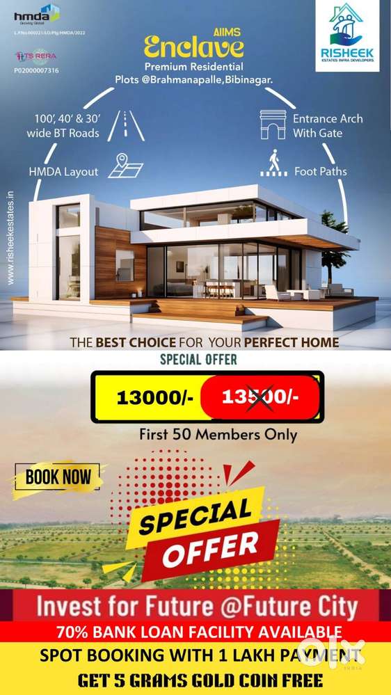 Prime Location Plots For Sale @ 13 Lakhs
