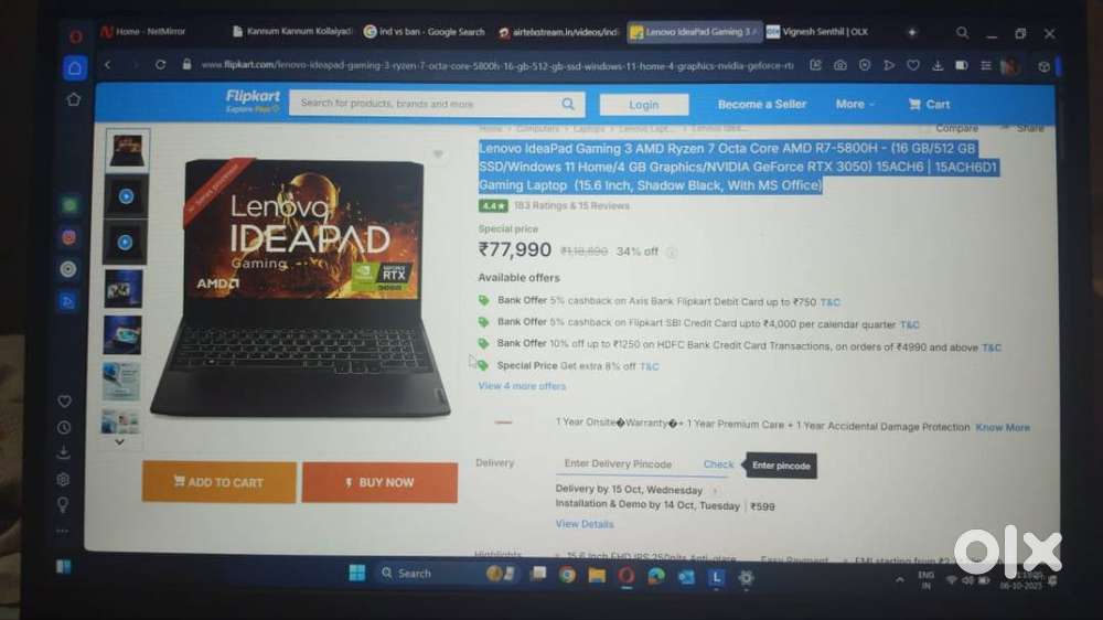 Lenovo IdeaPad Gaming 3 AMD Ryzen 7 Octa Core AMD R7-5800H