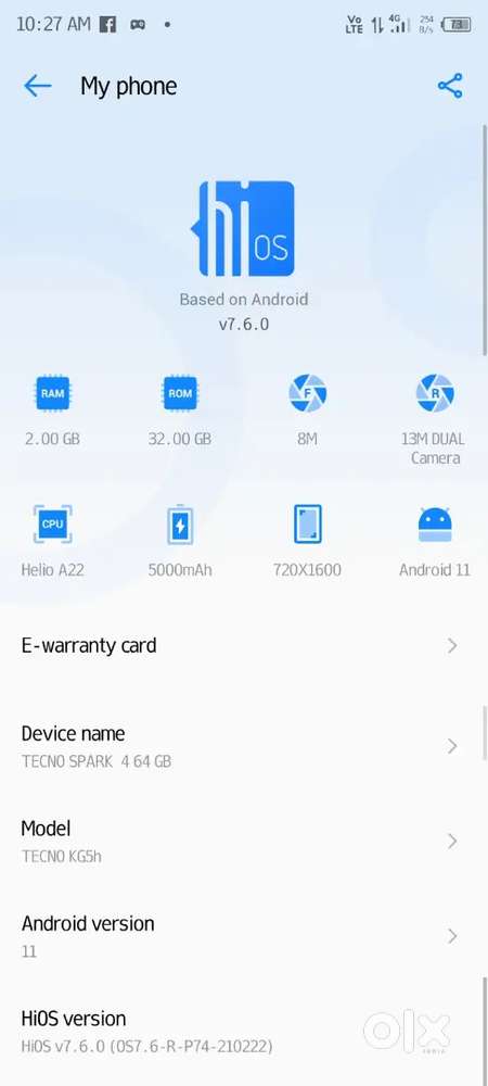 Tecno mobile 2 32 ram rom 4g mobile