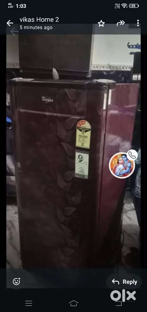 Sale  whirlpool  fridge good condition single hand use only chat me