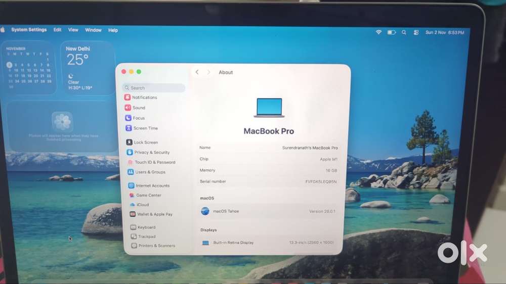 Apple MacBook Pro M1 2020 (16GB RAM, 256GB SSD)