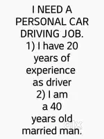 I need a personal driver job or daily base job