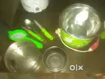 Electric saucepan, knife, spoon, bowl, sieve, mug