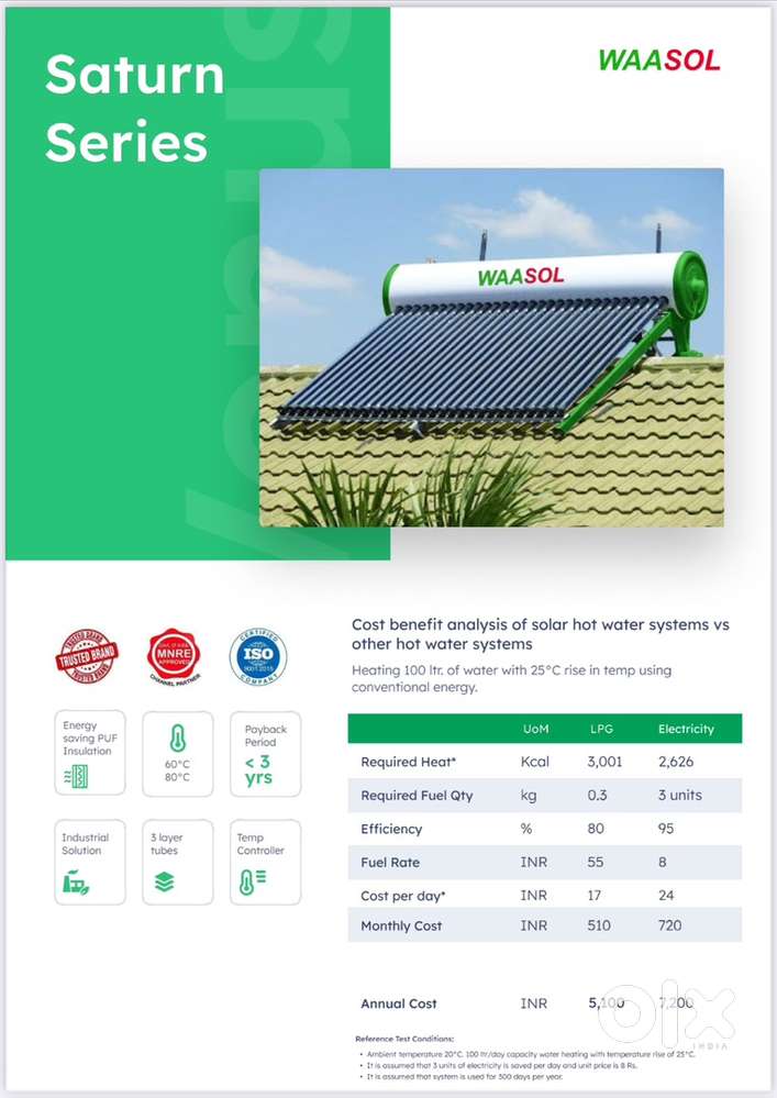 Solar Water Heater (500 LPD) waasol