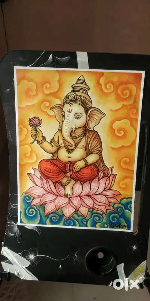 Ganapati canvas mural painting (original hand made mural)