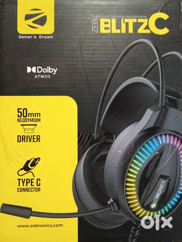 Zebronics wired gaming headphones with RGB lights.