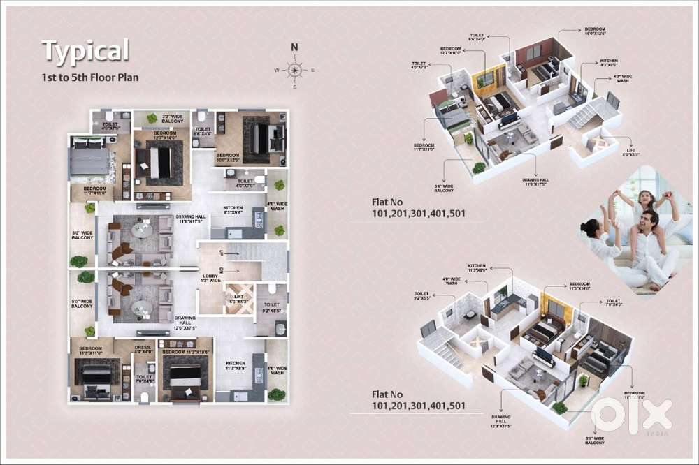 3 bhk spacious apartment, manewada