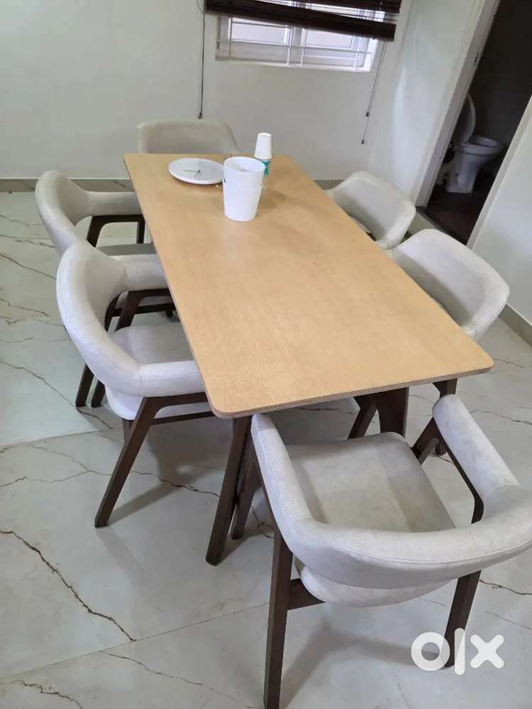 Modern real teak wood 6 dinning set