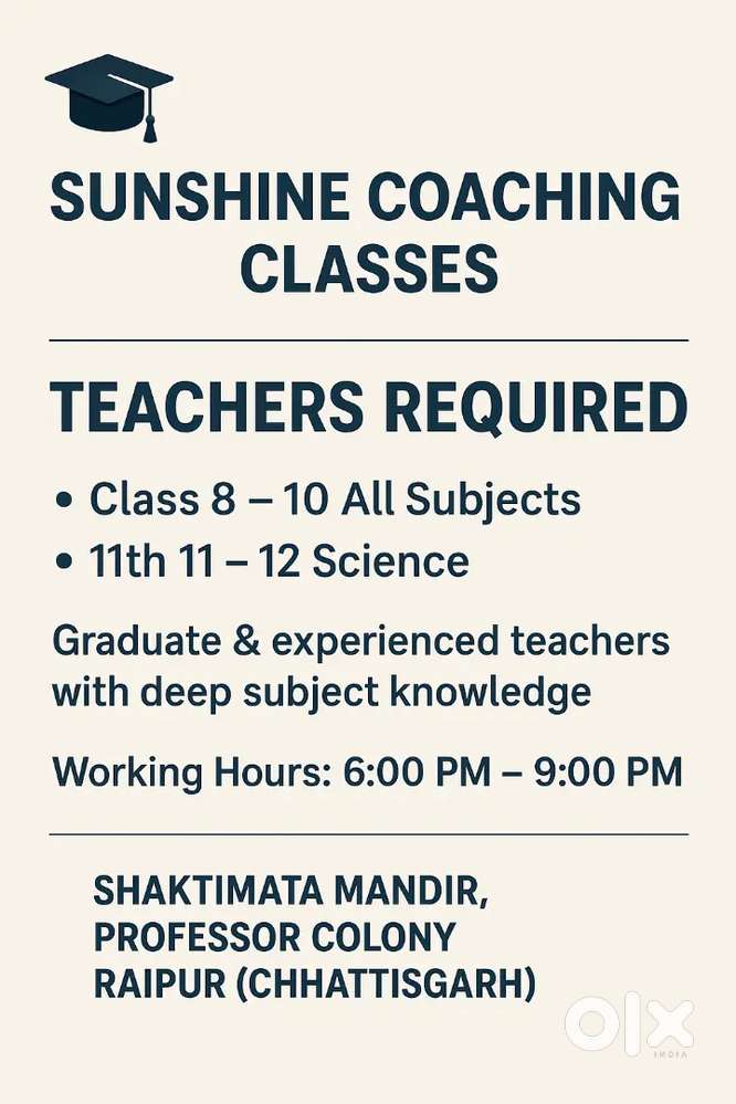 Part time teacher required