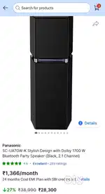 Panasonic SC-UA7GW-K 1700W Dolby Bluetooth Party Speaker