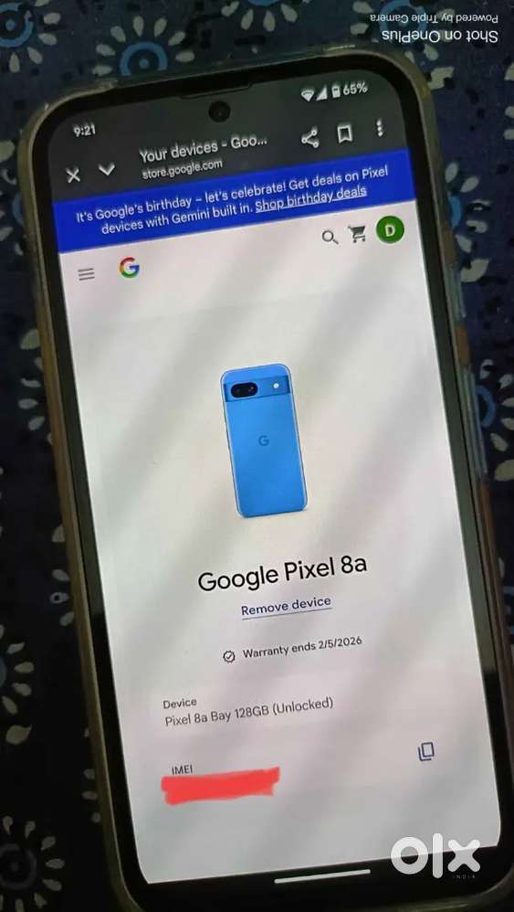 Google Pixel 8A (8/128GB) – Like New + Warranty