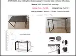 Folding workstaion laptop table grey wood and metal