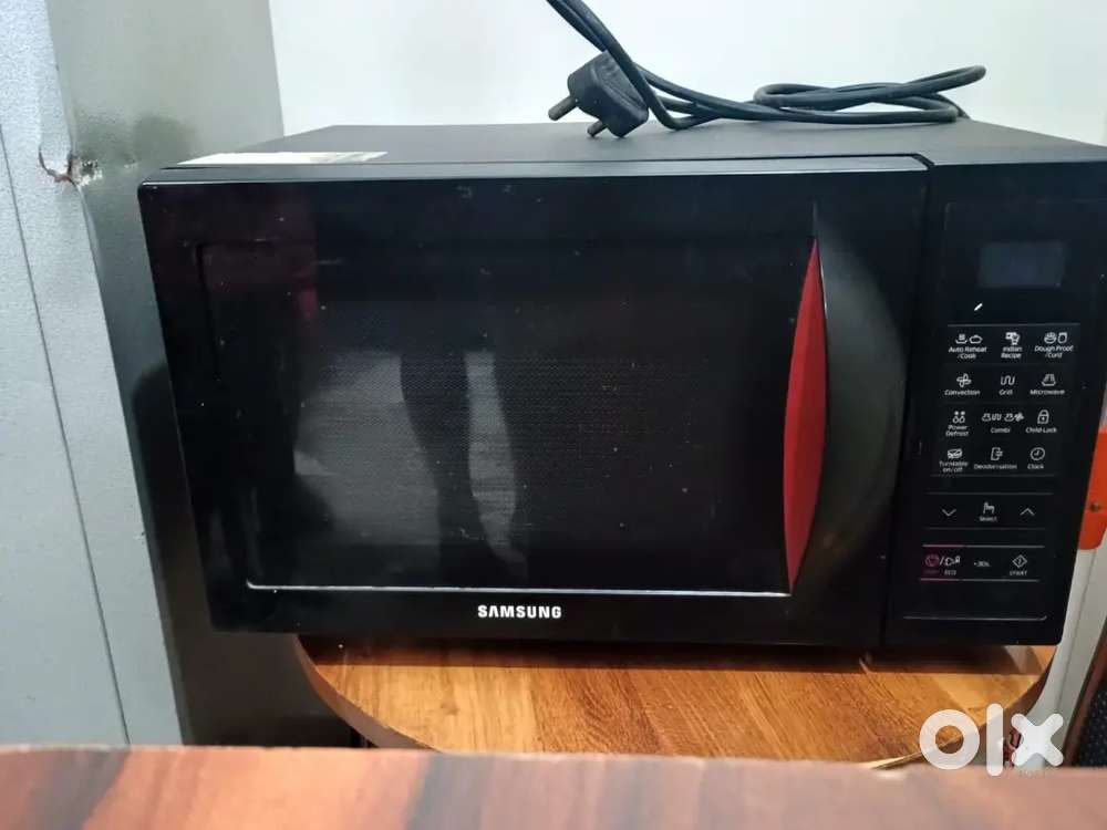 Samsung microwave with Wooden table