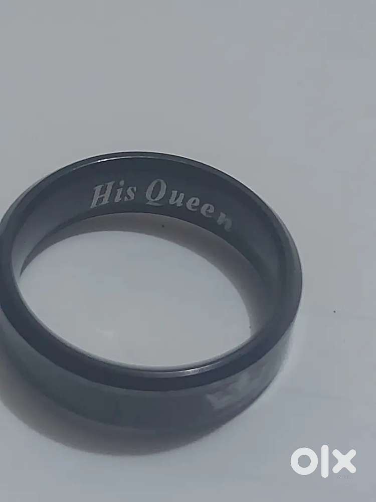 AESTHETIC BLACK RING FOR BOYS, PRINTED QUEEN FOR GIFT