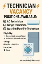 URGENTLY WANTED AC, FRIDGE, WASHING MACHINE REPAIR TECHNICIAN