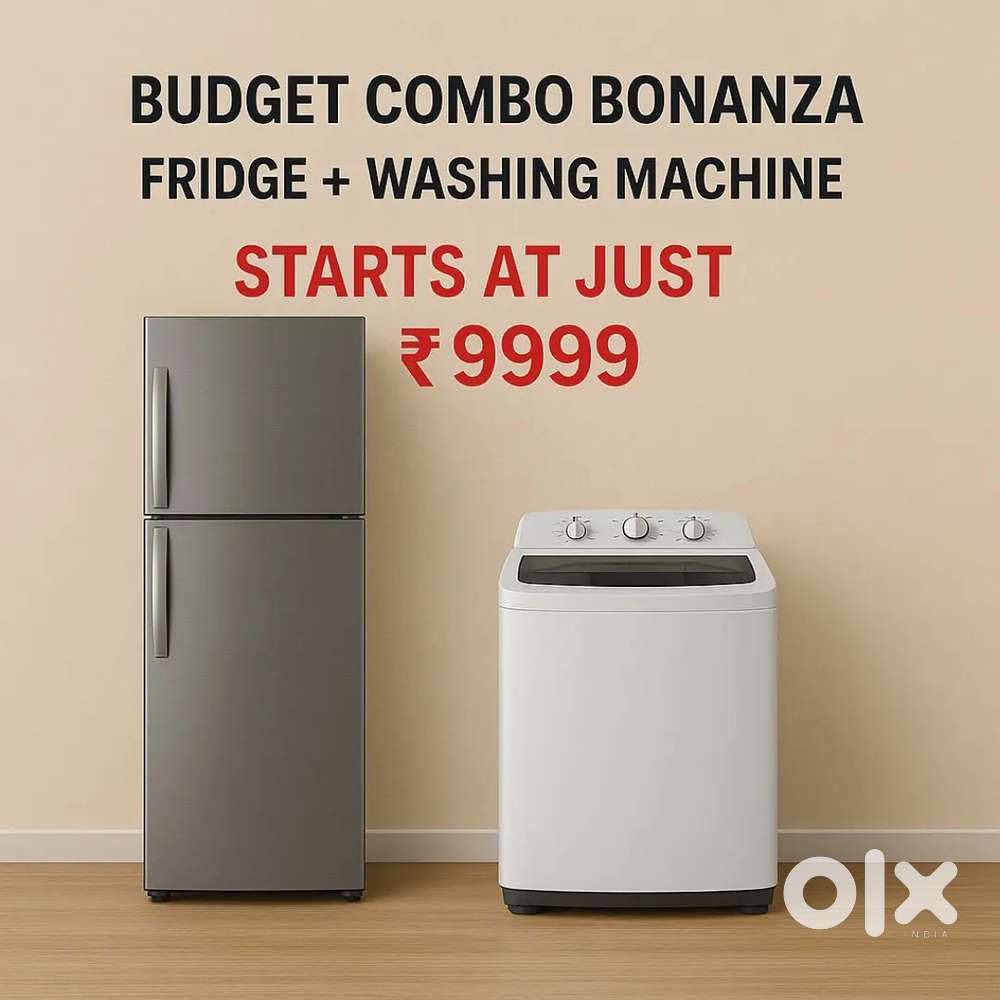 Double door fridge and top load washing machine in working condition