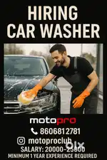 Professional car washer and cleaning staff