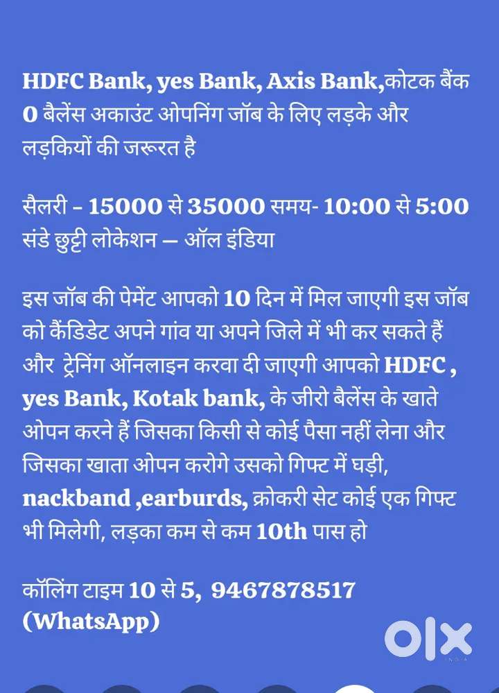 Bank account opening, kyc work (all india)