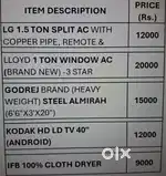 ELECTRONIC & HOUSEHOLD ITEMS FOR SALE