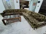 8 Seater corner sofa with Glass table