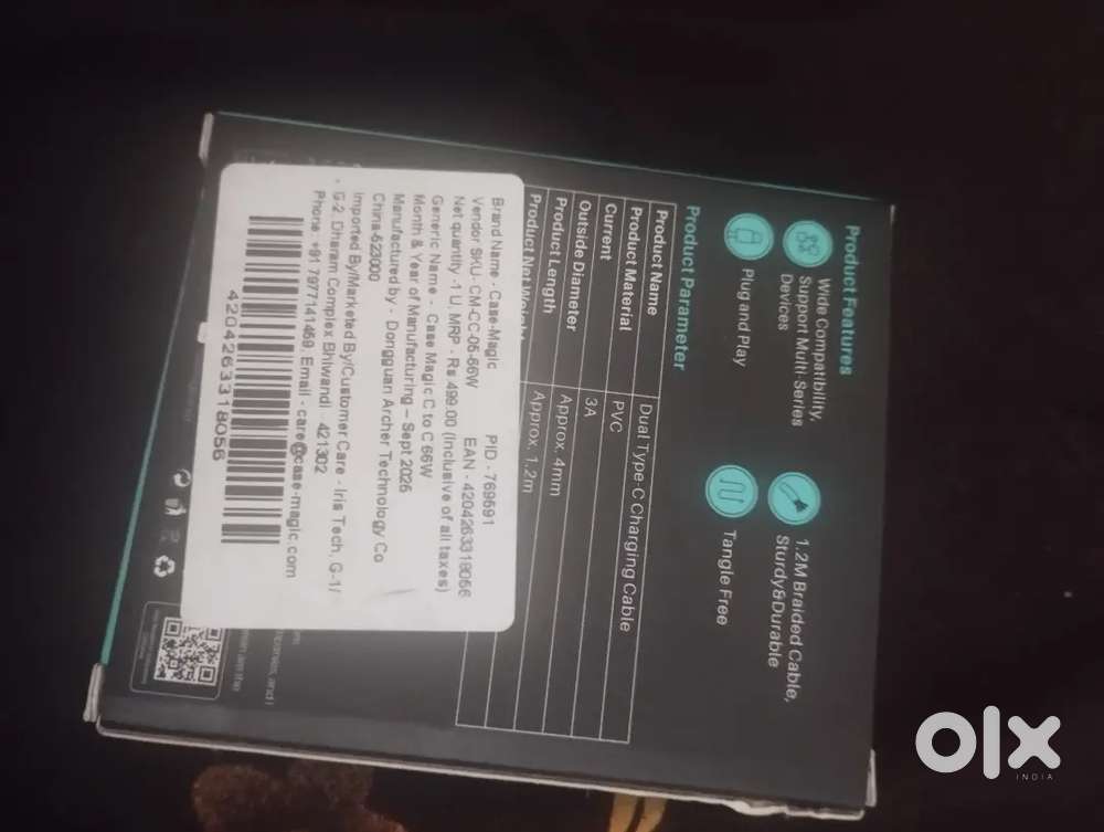 Dual type c charging cable