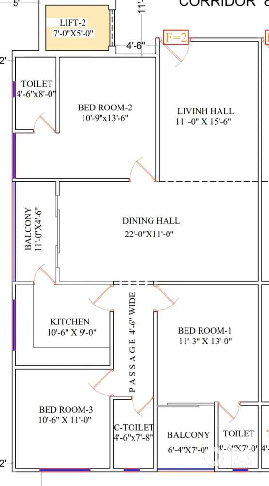 3bhk luxury flat for sale at mehidipatnam