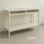 Elegant White Wooden Console Table – Minimalist Design with Storage